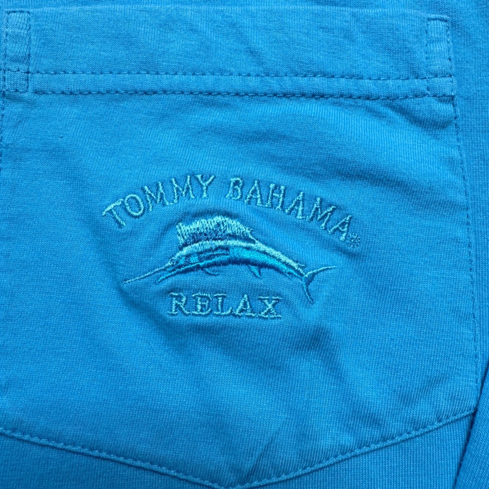 Tommy Bahama Relax Mens XXL Blue Supima Cotton Long Sleeve Pocket T-Shirt Marlin